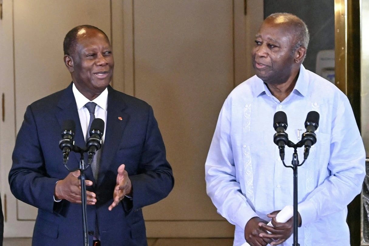 Le président sortant Alassane Ouattara et l'ex-président ivoirien Laurent Gbagbo