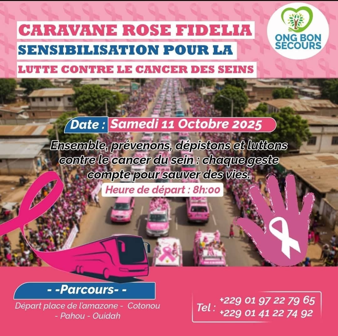 L'ONG Bon Secours organise une caravane de sensibilisation contre le cancer du sein et une collecte de vivres et de matériels
