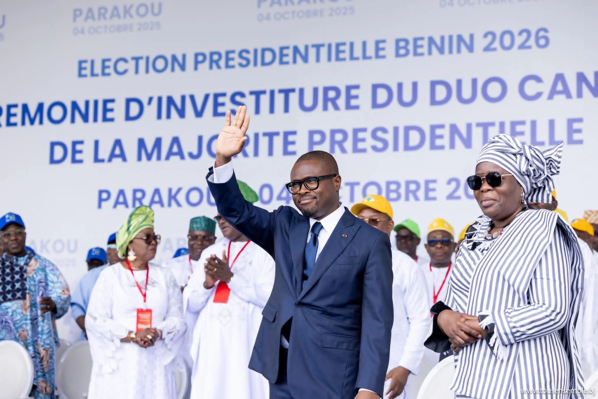 Le Duo de candidats, Romuald Wadagni et Mariam Chabi Talata. ©SRTB