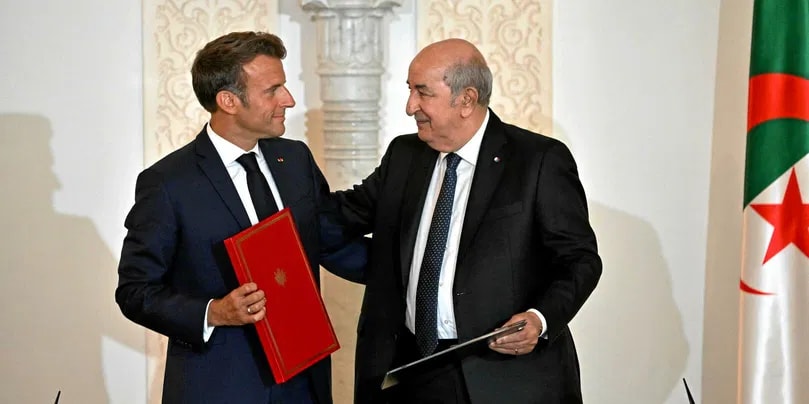 Le président français Emmanuel Macron et son homologue algérien, Abdelmajid Tebboune