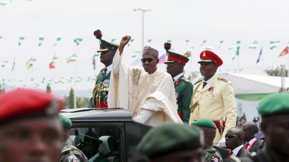 L'ex-président du Nigeria, Muhammadu Buhari lors de son investiture en mai 2015