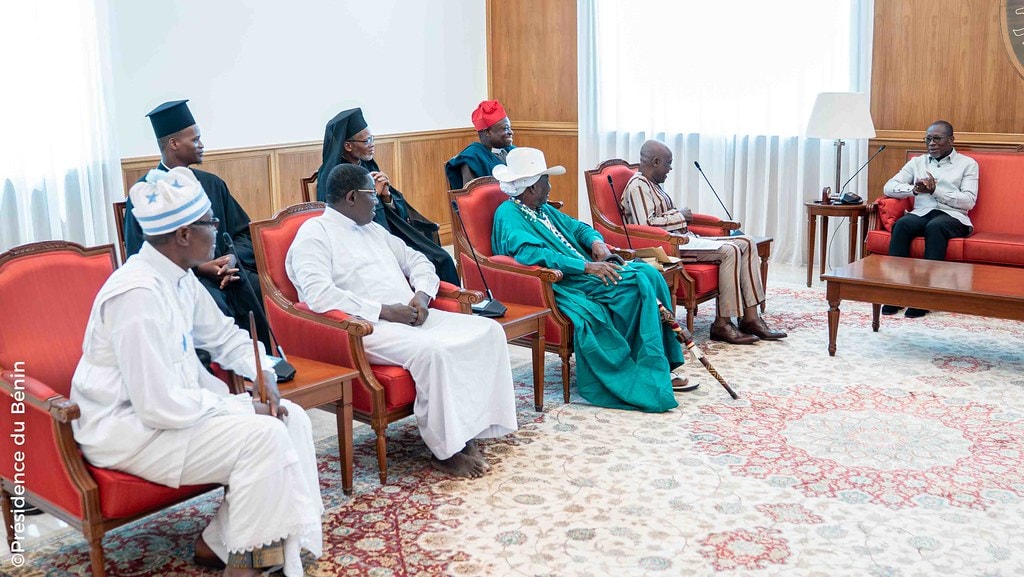 Le président béninois Patrice Talon rencontre des chefs réligieux. © Présidence du Bénin
