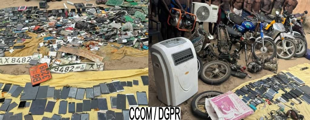 Des objets volés saisis par la police républicaine chez les personnes arrêtées à Godomey