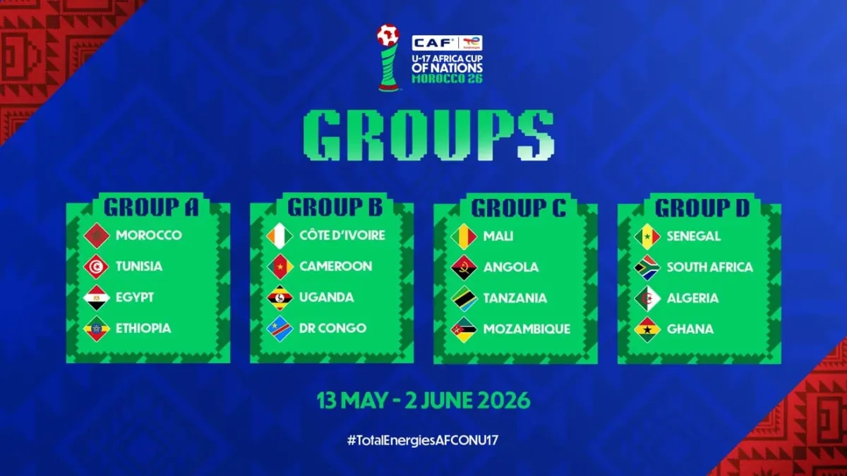 CAN U-17 Maroc 2026 : les groupes complets dévoilés, huit billets directs pour le Mondial au Qatar