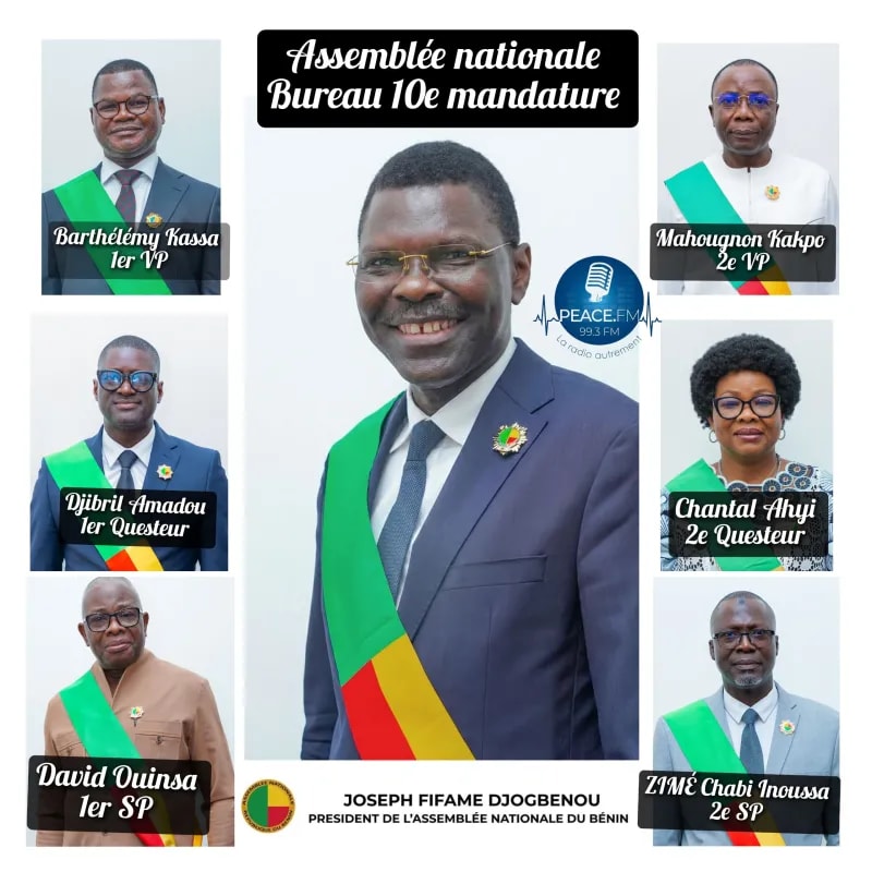 Parlement du Bénin : Barthélémy Kassa et Mahougnon Kakpo élus vice-présidents, composition complète du bureau de la 10ᵉ législature