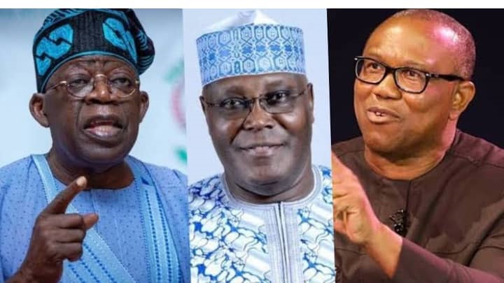 Bola Tinubu, Abubakar Atiku et Peter OBI, les trois grands candidats lors de la dernière présidentielle au Nigeria